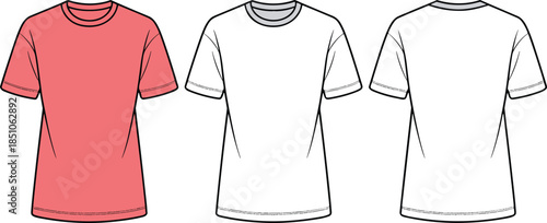 PrintMen t shirt fashion technical sketch vector illustration isolated apparel design template front back view casual clothing stock marketplace commercial