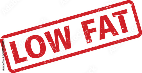 Distressed Red Low Fat Rubber Stamp on a White Background