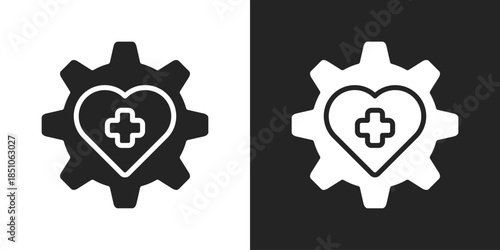 Medicare Icon In Black And White Glyph Style