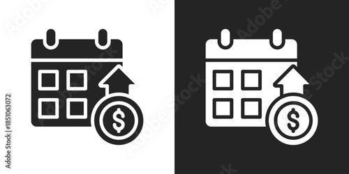 Annual earning Icon In Black And White Glyph Style