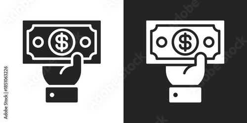 Withdrawal Icon In Black And White Glyph Style