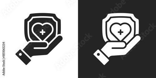 Health insurance Icon In Black And White Glyph Style