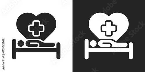 Patient care Icon In Black And White Glyph Style