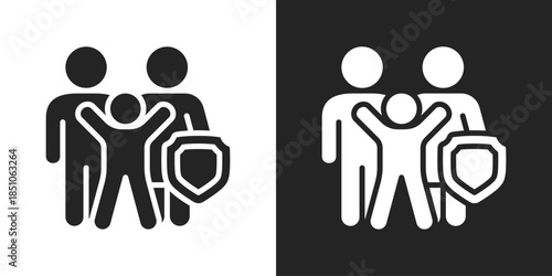 Family insurance Icon In Black And White Glyph Style