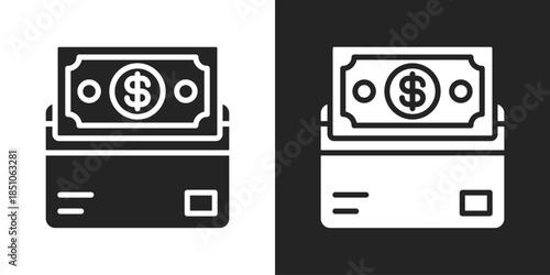 Saving account Icon In Black And White Glyph Style