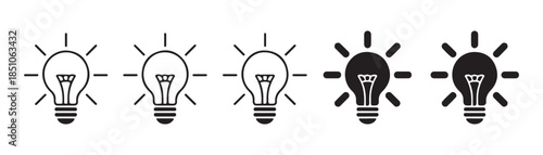 Light bulb icon set creative idea solutions innovation and inspiration symbols energy