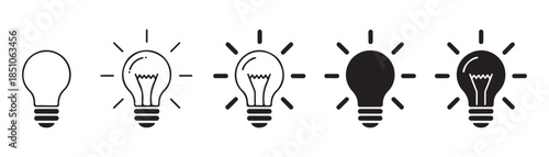 Light bulb icon set creative idea solutions innovation and inspiration symbols energy