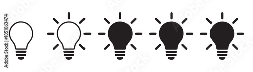 Light bulb icon set creative idea solutions innovation and inspiration symbols energy