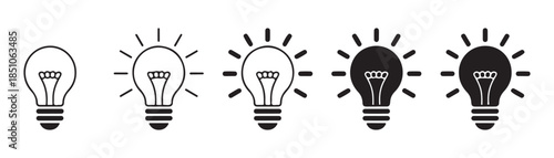 Light bulb with filament glowing rays creative idea concept innovation solution icon