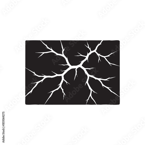 Black and white crack texture vector branching broken surface abstract background