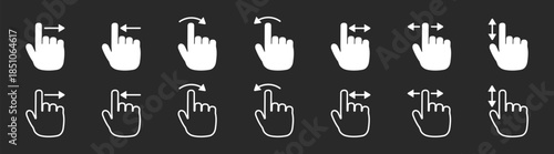 Swipe gesture vector icon, hand with finger for touchscreen control, mobile interface and UI/UX navigation, minimalist flat outline design