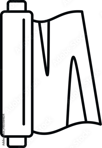 Plastic wrap roll unwrapping, representing food preservation, packaging, and kitchen supplies icon