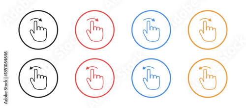 Hand gesture swipe and slide icon with finger, vector illustration of touch interface, arrow, tap, click, scroll, drag action symbol on transparent background.