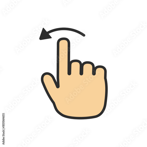 Swipe gesture hand icon, touch screen interface device finger drag mobile app user symbol vector arrow buttons move action design technology scroll click tap slide, on transparent background.