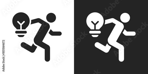 Creative Thinking Icon In Black And White Glyph Style