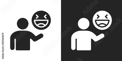 Emotional Intelligence Icon In Black And White Glyph Style