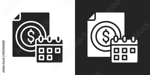 Financial Planning Icon In Black And White Glyph Style
