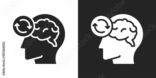 Positive Thinking Icon In Black And White Glyph Style