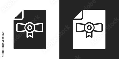 Certification Icon In Black And White Glyph Style