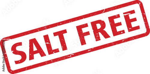 Grunge Salt Free Red Stamp on White Background – Dietary Restriction Concept