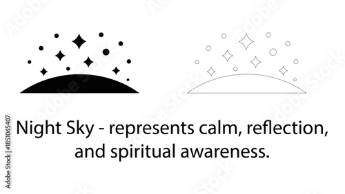 Night sky graphic representing calm, reflection, and spiritual awareness