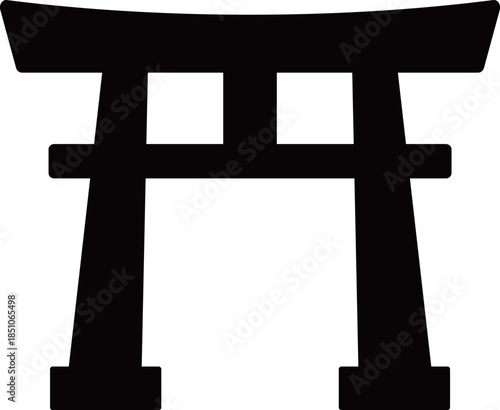 鳥居のアイコン　モノトーン