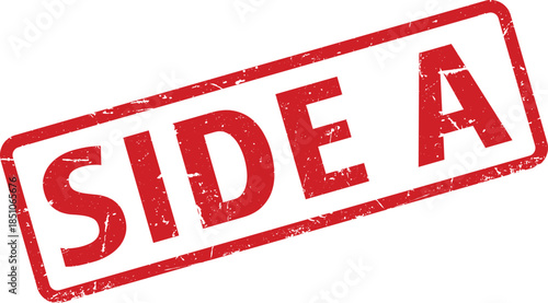 Red Distressed Rubber Stamp with Side A Text on White Background