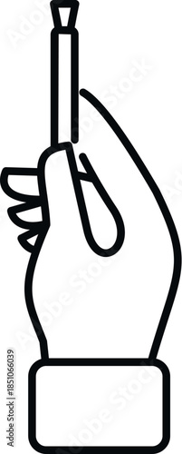 Hand holding a nail file, a tool for nail care and grooming, line art illustration