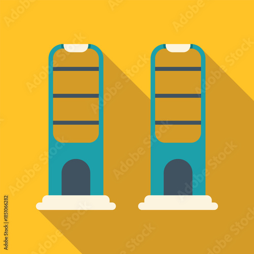 Two electronic article surveillance security gates preventing shoplifting in a store