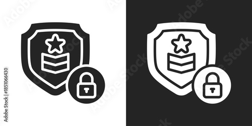 Ranked Security Icon In Black And White Glyph Style