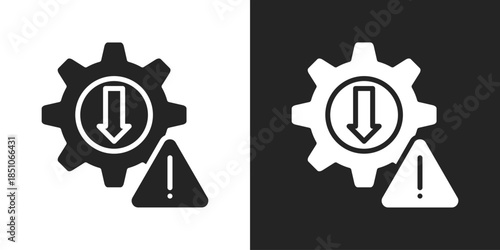 System Warning Icon In Black And White Glyph Style
