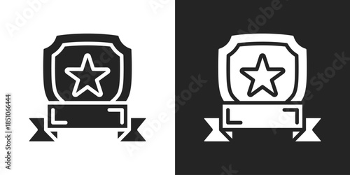 Honor Badge Icon In Black And White Glyph Style