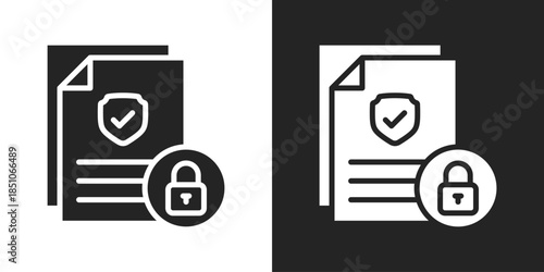 Secure Document Icon In Black And White Glyph Style