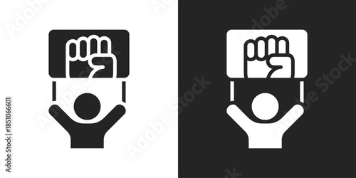 Human Rights Icon In Black And White Glyph Style