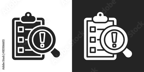 Security Risk Assessment Icon In Black And White Glyph Style