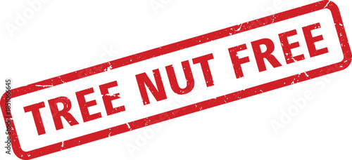 Angled Red Tree Nut Free Rubber Stamp, Food Allergy and Dietary Restriction Signage