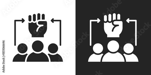 Strategic Planning Icon In Black And White Glyph Style