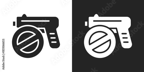 Gun Control Icon In Black And White Glyph Style