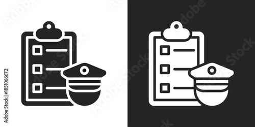 Police Report Icon In Black And White Glyph Style