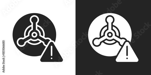 Biological Threat Icon In Black And White Glyph Style