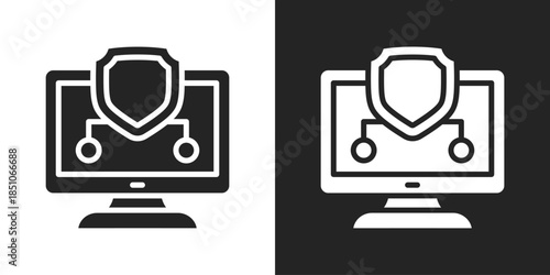 Data Shield Icon In Black And White Glyph Style