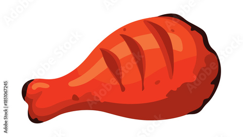 Cooked Chicken Drumstick on a White Background for Food and Recipe Content