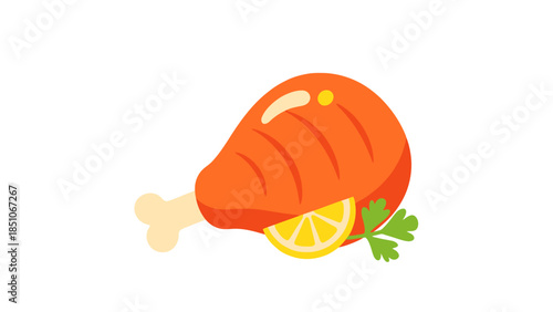 Delicious Roasted Chicken Leg with Lemon and Fresh Herbs