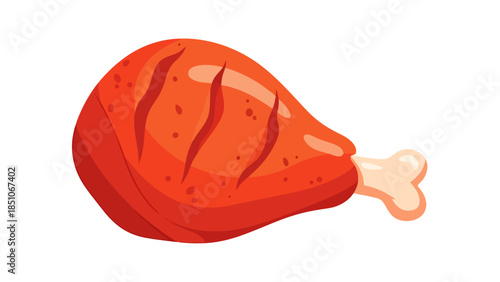 Juicy roasted chicken leg with crispy skin and bone