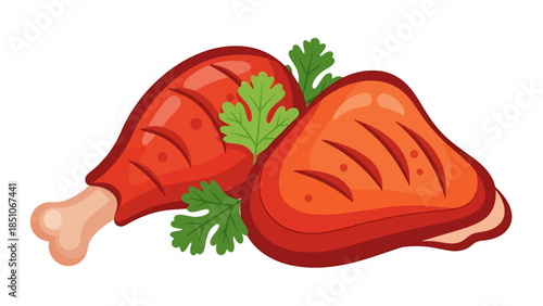 Freshly Cooked Spiced Roasted Carrots with Herb Garnish