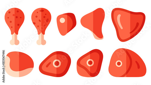 Assorted Raw Meat Cuts for Culinary Preparation and Butchery Display