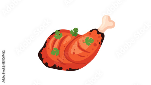 Freshly Cooked Salmon with Herbs and Lemon on a Black Plate