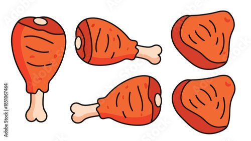 Group of Cooked Chicken Drumsticks with Bone for Meal Preparation