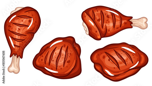 Freshly Cooked Chicken Drumsticks and Pieces for Meal Preparation