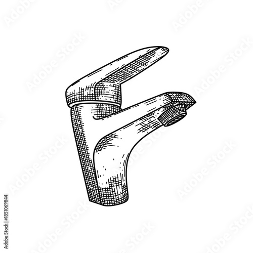 hand drawn water faucet line art vector illustration